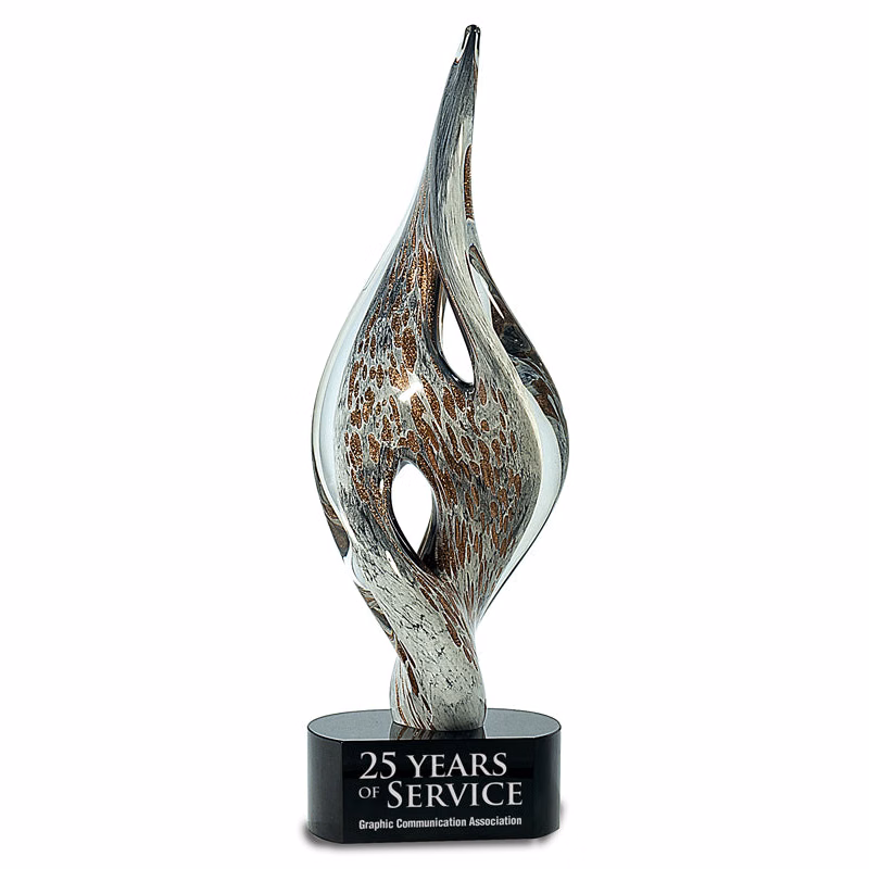 15" Spire Twist Art Glass On Black Base
