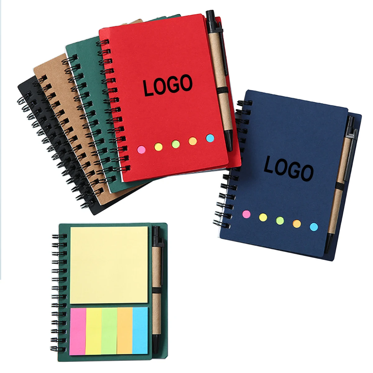 Spiral Notebook With Sticky Notes & Pen 1