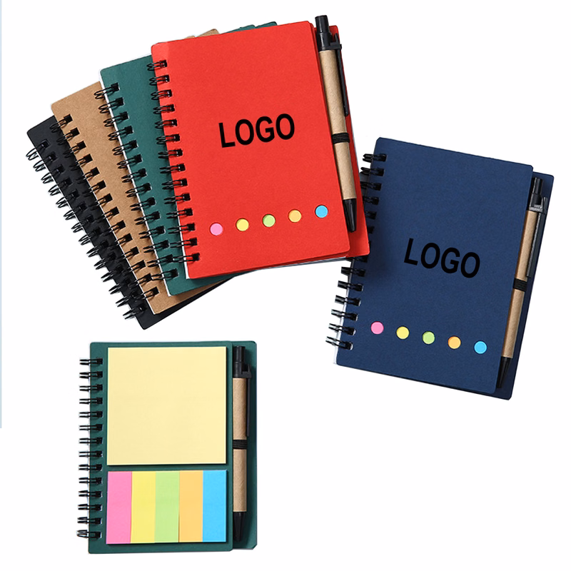 Spiral Notebook With Sticky Notes & Pen