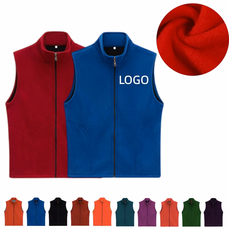 Unisex Full Zip Fleece Lined Vest Winter Sleeveless Gilet