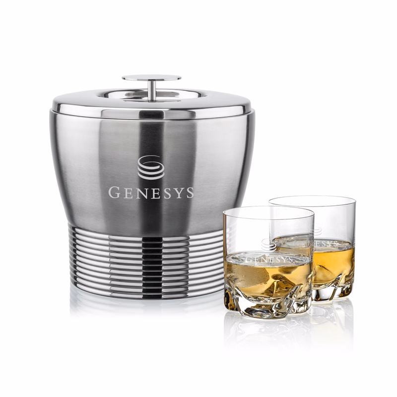 Genoa Ice Bucket & Hillcrest On-the-Rocks Set