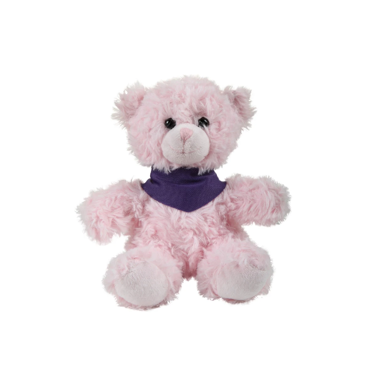 soft plush Pink Curly Sitting Bear with bandana 1