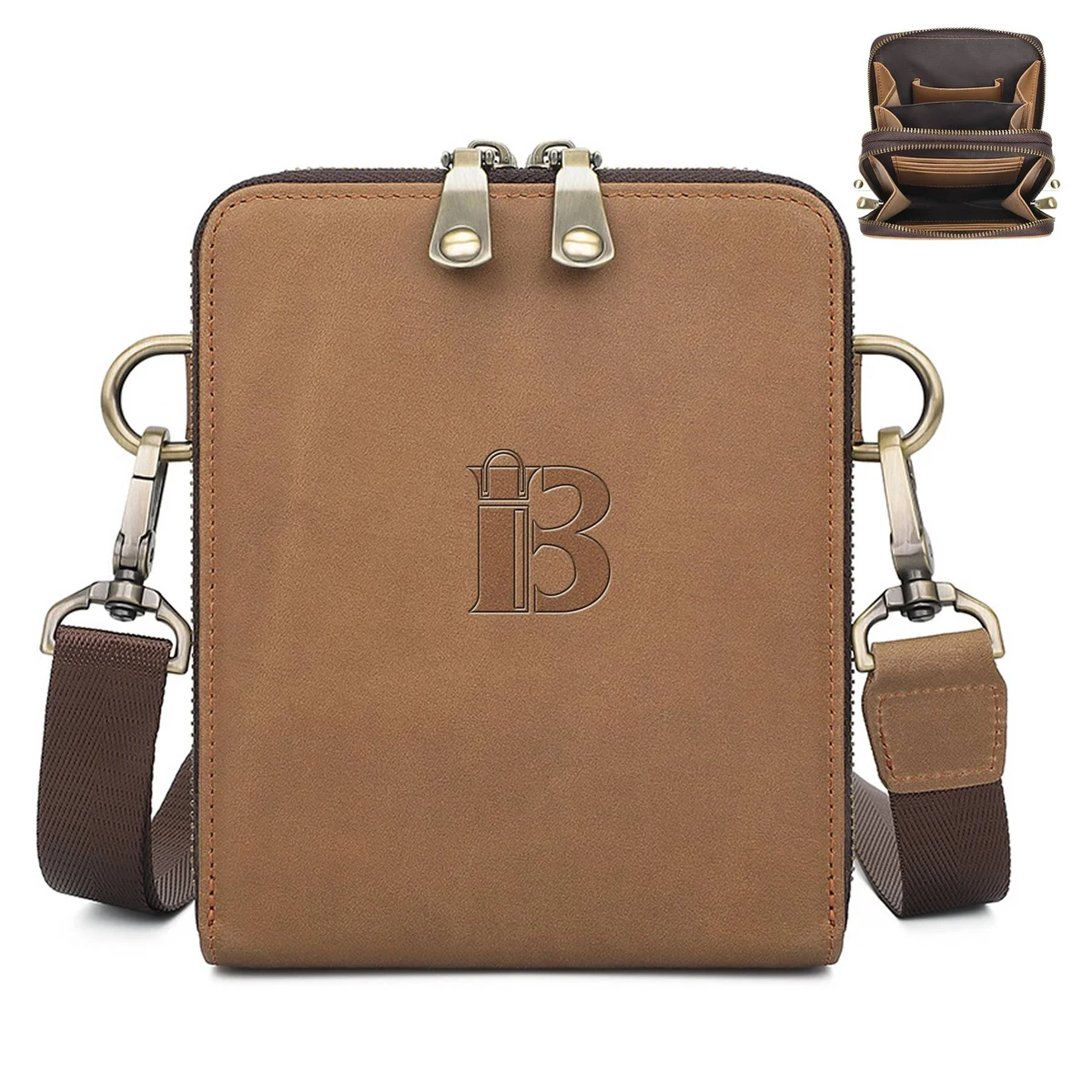 Genuine Leather Men's Casual Small Square Bag 1