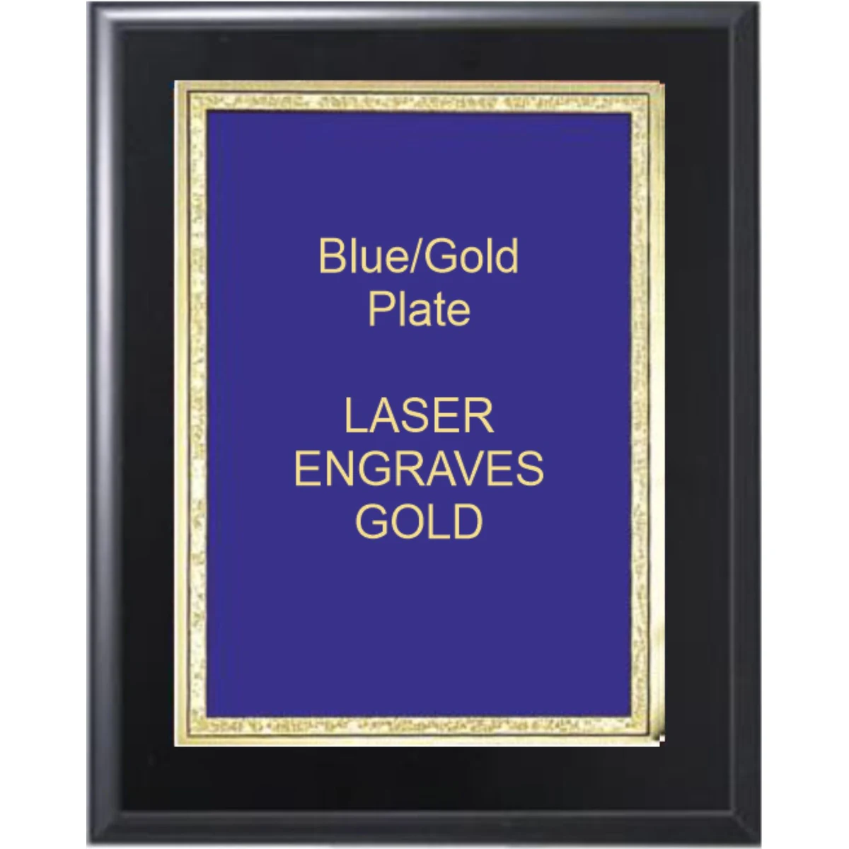 6" x 8" Solid Black Matte Finish Plaque with a Blue Florentine Plate 1