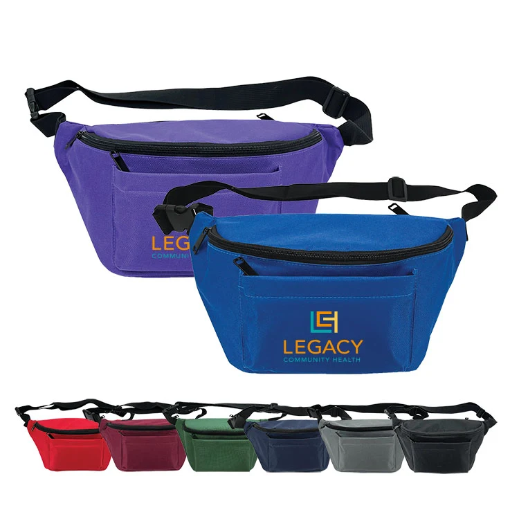 600D Polyester 3-Zipper Fanny Pack/Crossbody Sling 1