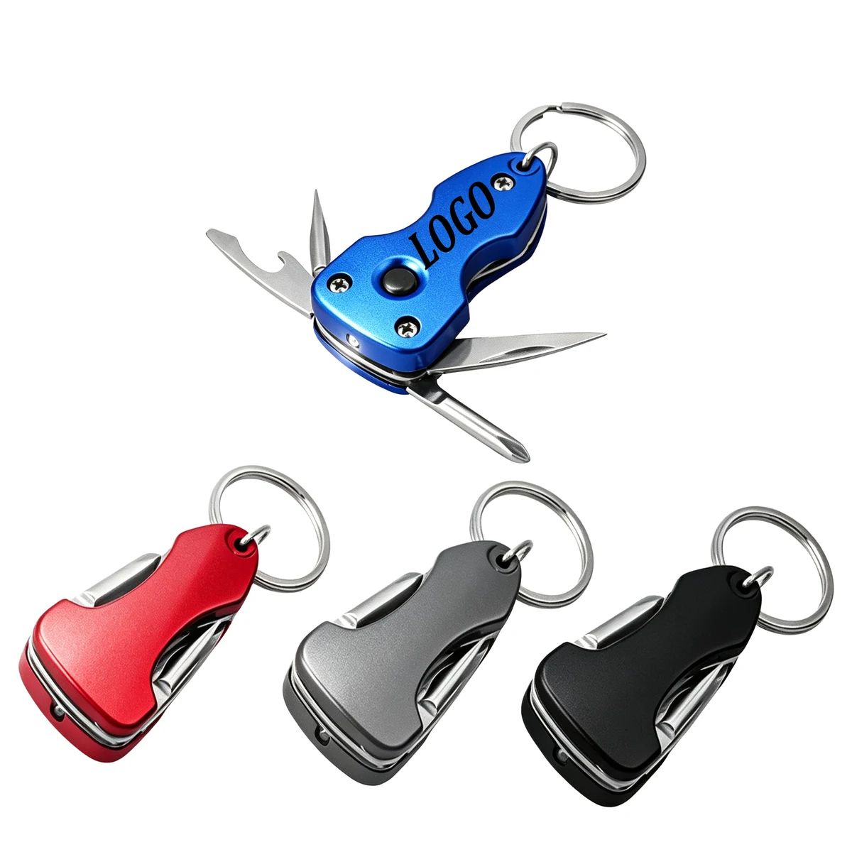 6 In 1 EDC Multitool Keychain with LED Knife Screwdriver 1