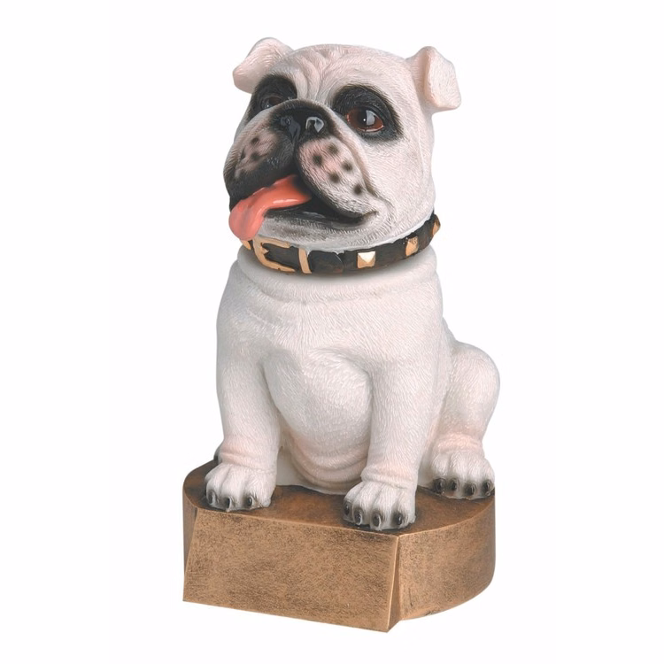 Bulldog - White Mascot Bobble Head Figure