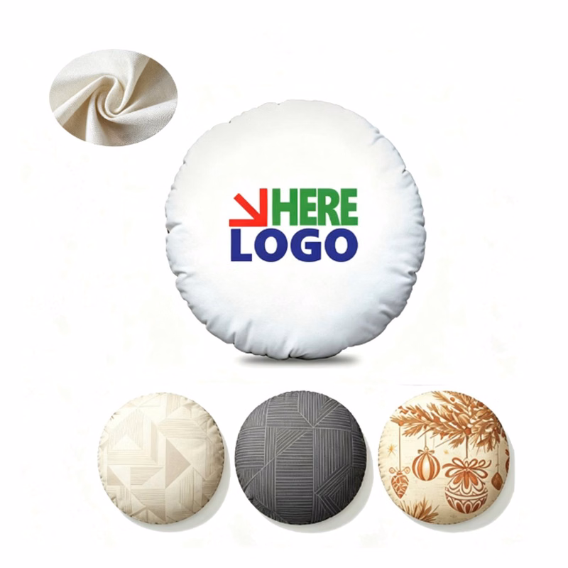 Custom Linen Round Pillow With Personalized Logo Print