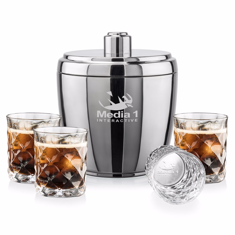 Pescara Ice Bucket & Woodward On-the-Rocks Set