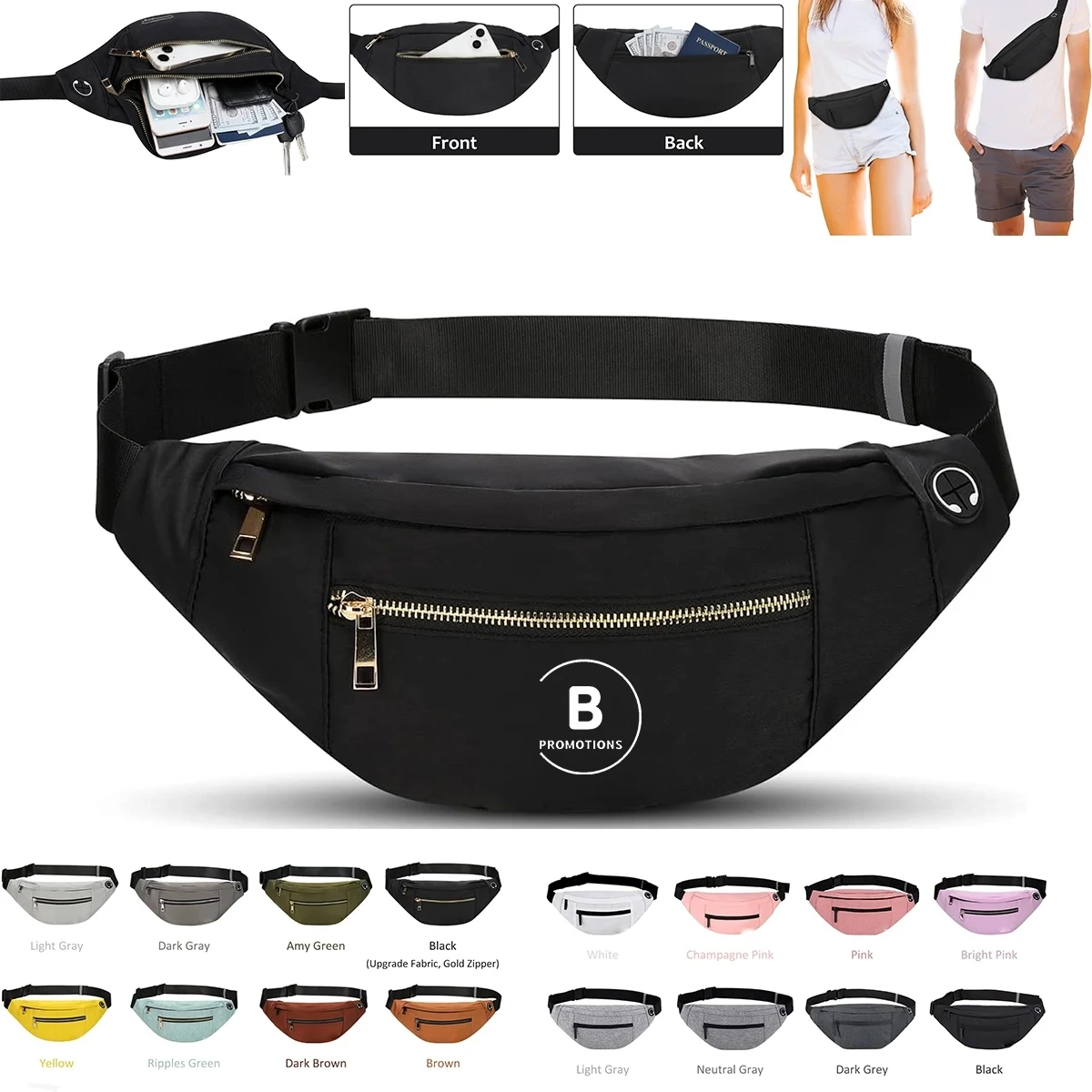 Large Crossbody Fanny Pack with 4-Zipper Pockets 1