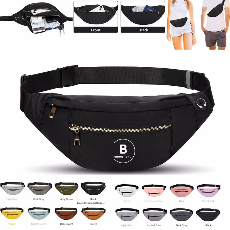 Large Crossbody Fanny Pack with 4-Zipper Pockets
