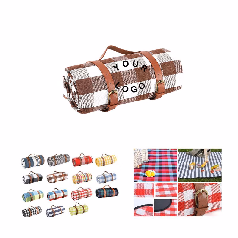 Large Outdoor Picnic Blanket with Leather Strap