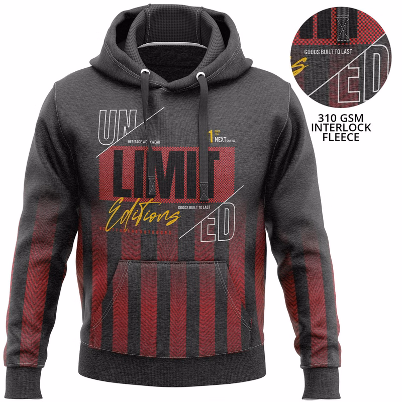 Unisex 310 GSM Interlock Fleece Sublimation Pullover Hoodies w/ Kangaroo Pockets