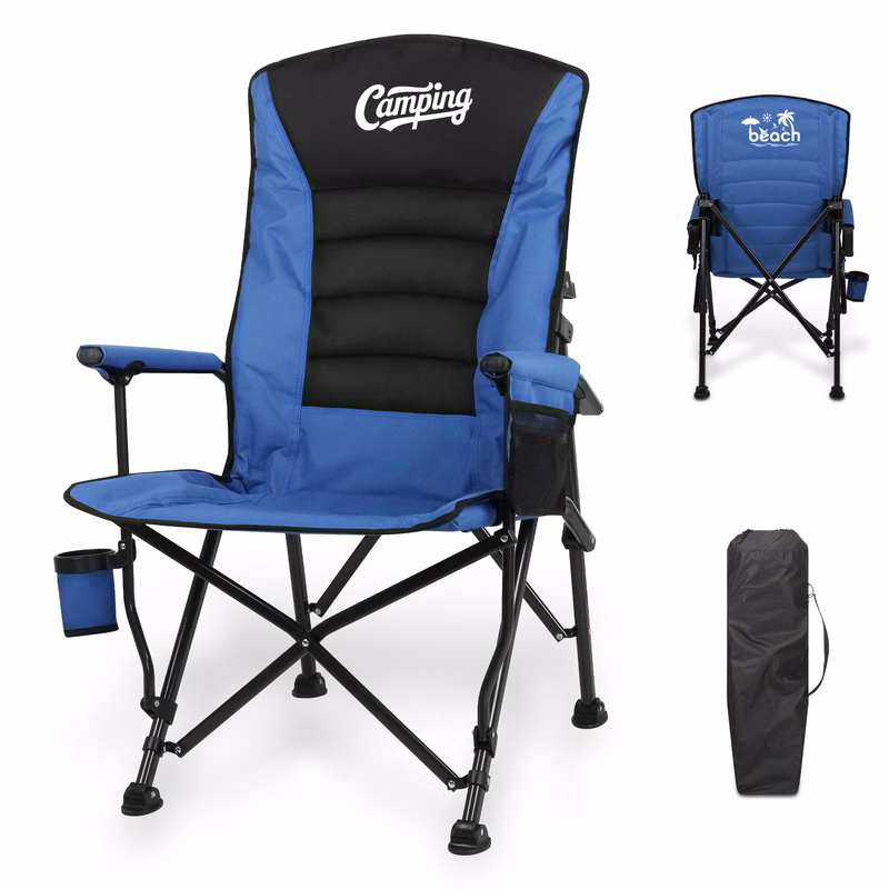 Premium Adjustable Backrest Padded Folding Camping Chair