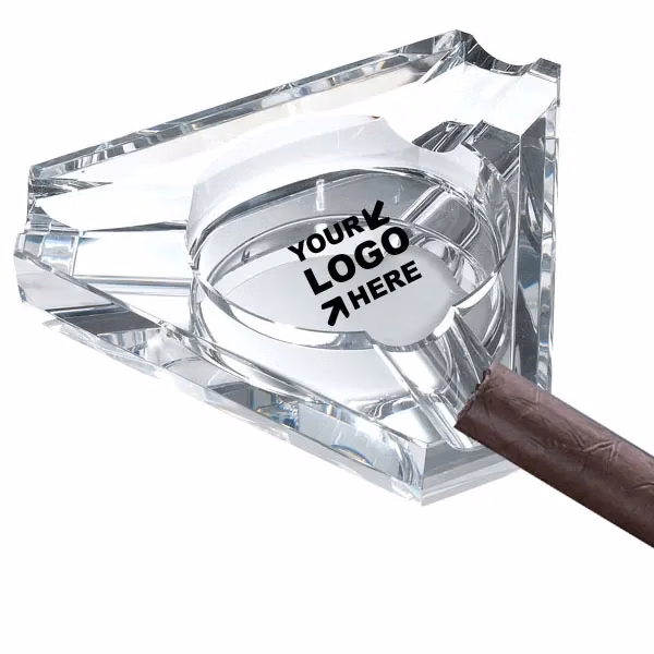 Triangular Crystal Ashtray For 3 Cigars