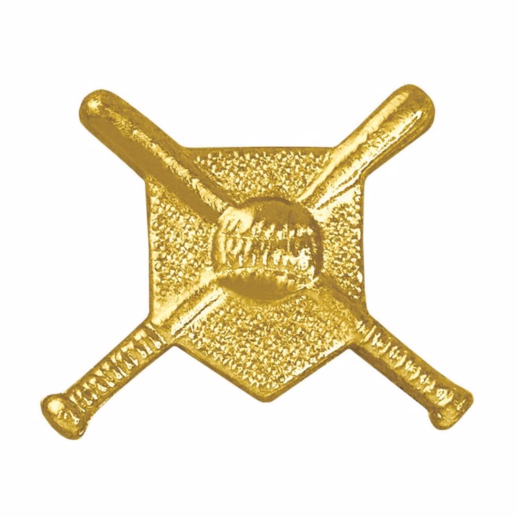 Crossed Bats Bright Gold Chenille Lapel Pin