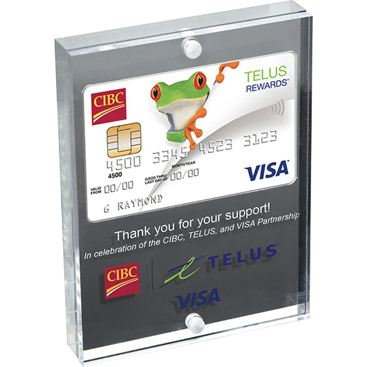 Clear Acrylic Credit Card Entrapment (3 3/4" x 5" x 3/4") Screen-printed 1