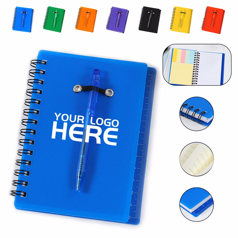 Spiral Notebook With Pen And Sticky Note