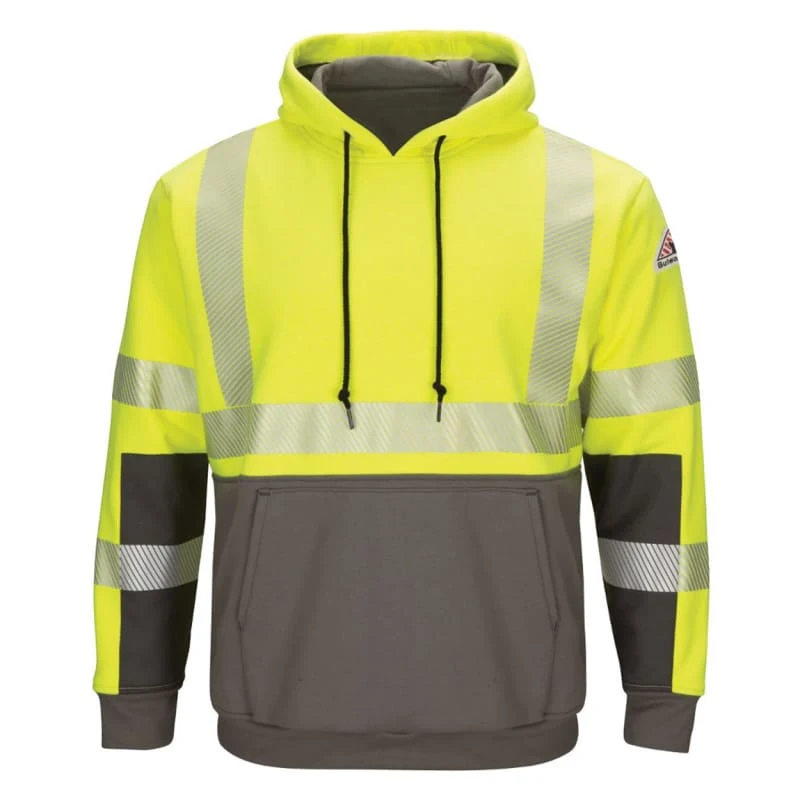 Bulwark Men's Hi-Visibility Color-Blocked Hooded Sweatshirt - SMB4 1