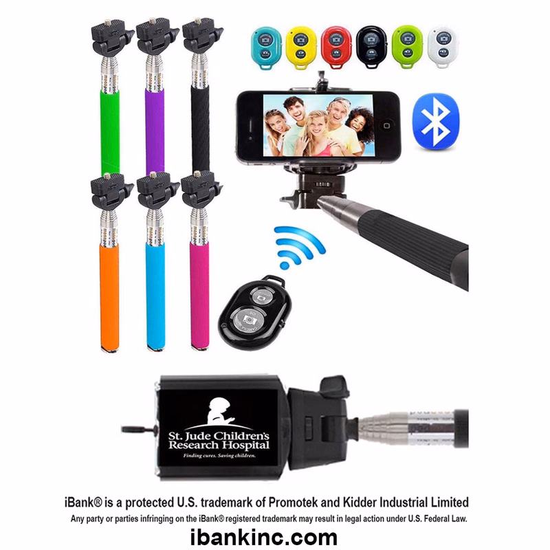 iBank ® Universal Bluetooth Selfie Stick – Extendable Monopod with 180° Multi-Angle Head. Free Shipp