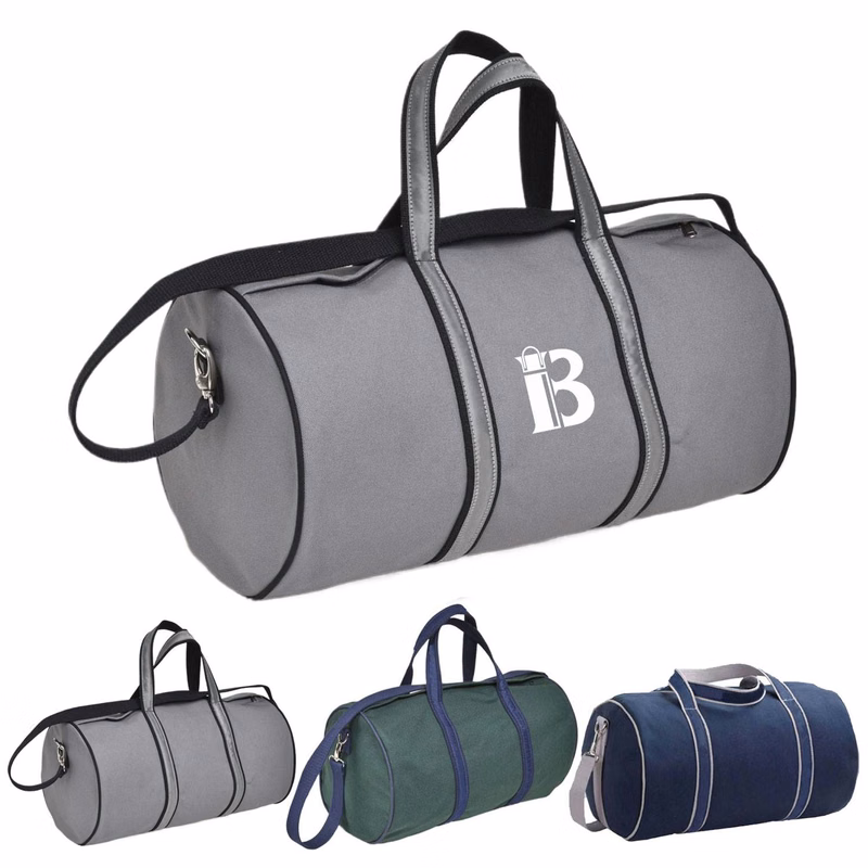 Lightweight Round-Shaped Canvas Gym Travel Bag w/ Strap