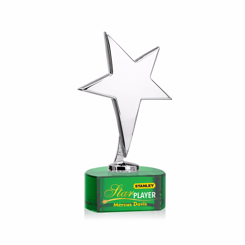 Tuscany Chrome Star VividPrint™ Award on Paragon Base-Green