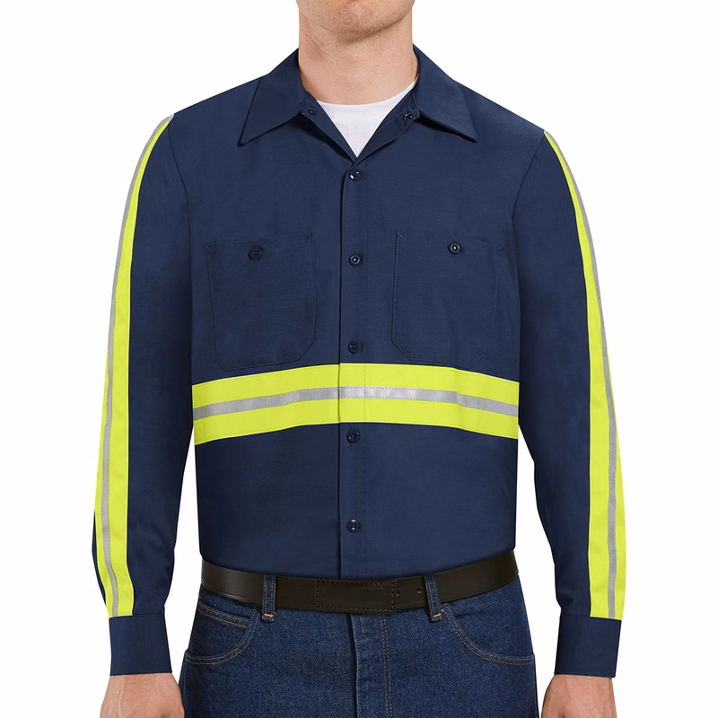 Men's Tall Industrial Enhanced-Visibility Long Sleeve Work Shirt - SP14ET