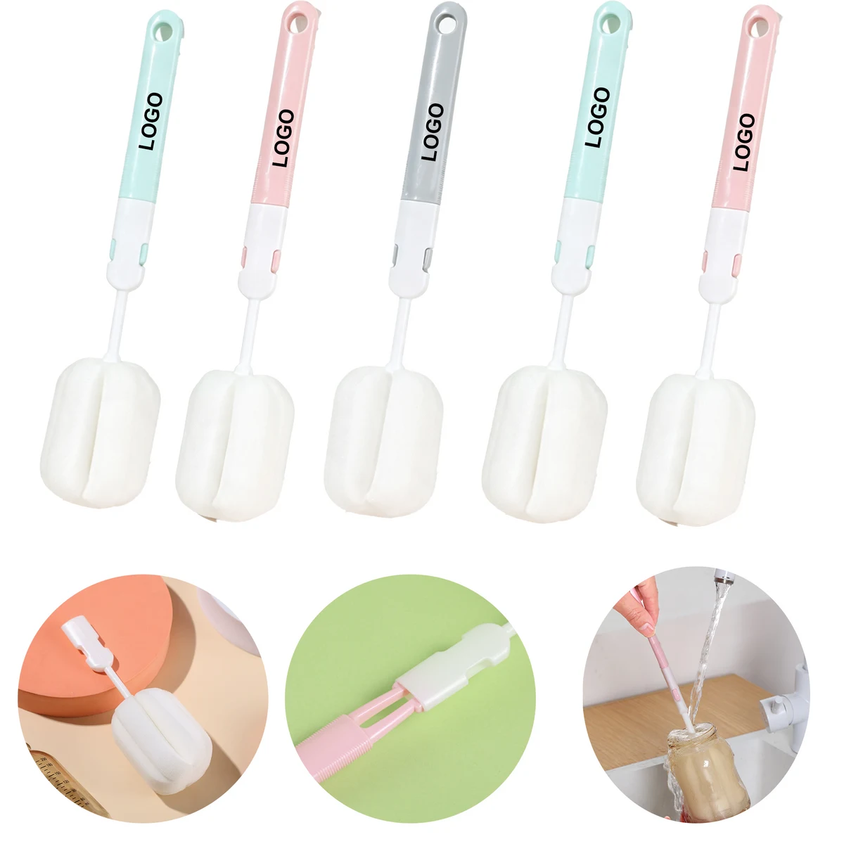 Long Handle Cup Brush With Replaceable Sponge Head For Glass 1