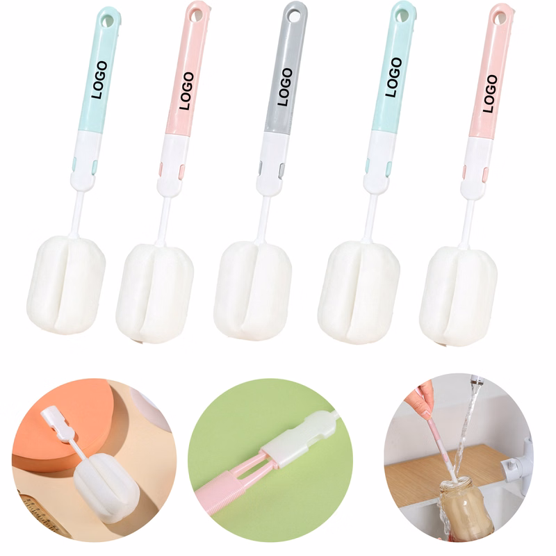 Long Handle Cup Brush With Replaceable Sponge Head For Glass