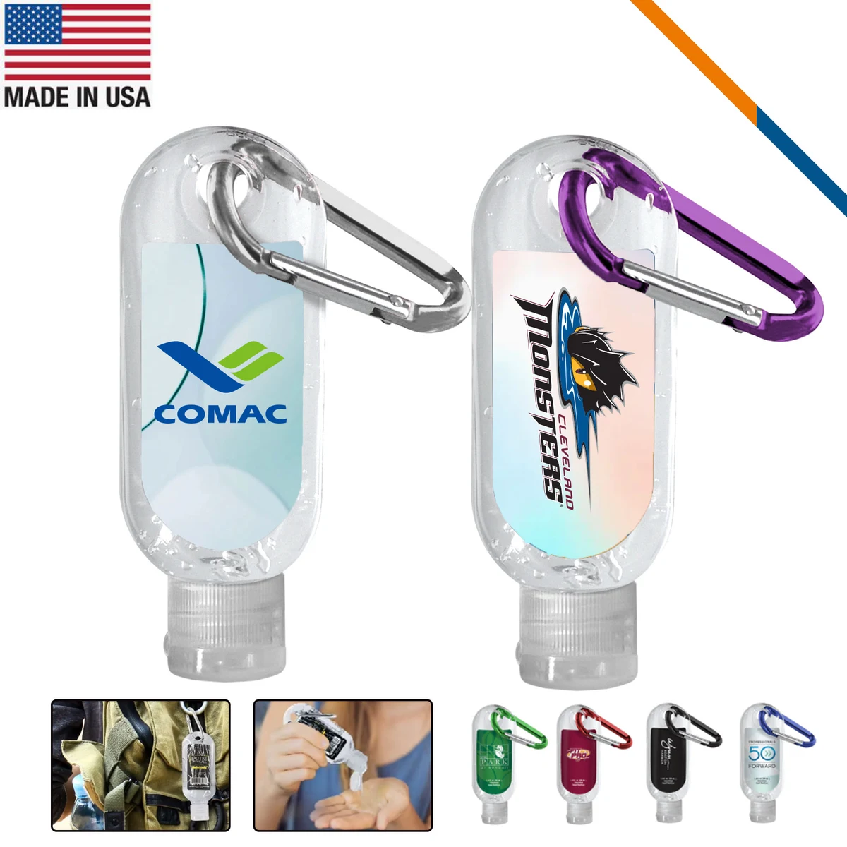 PureVibe Clear Bottle Clear Sanitizer With Carabiner - 1.9 OZ. 1