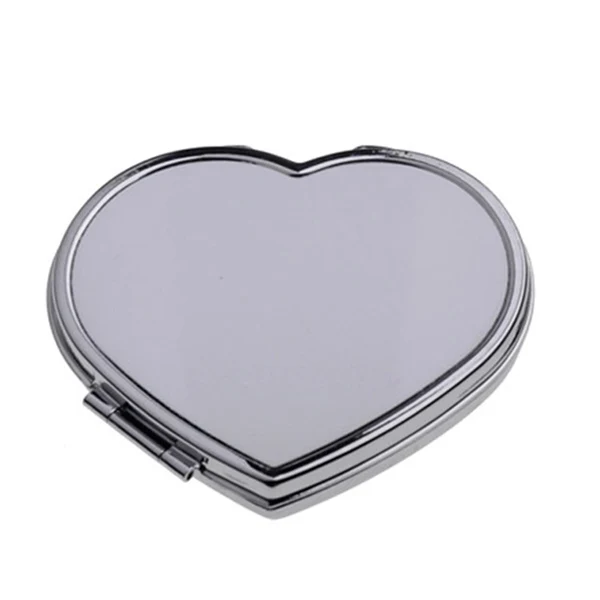 Custom Heart Metal Compact Mirror with Full-Color Logo — Travel Accessory 1