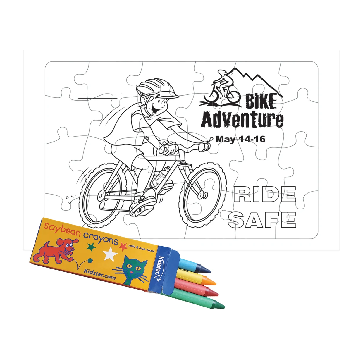 24 Pieces - 10 1/2" x 6 5/8" Coloring Tray Puzzle -Bike Safety 1