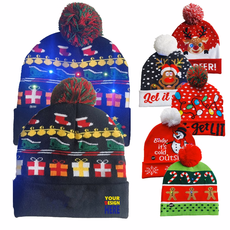 Sweater LED Xmas Hat Winter Christmas Beanie Knitted