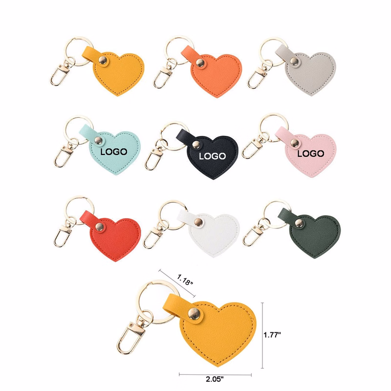 Leather Heart Keychain Ring