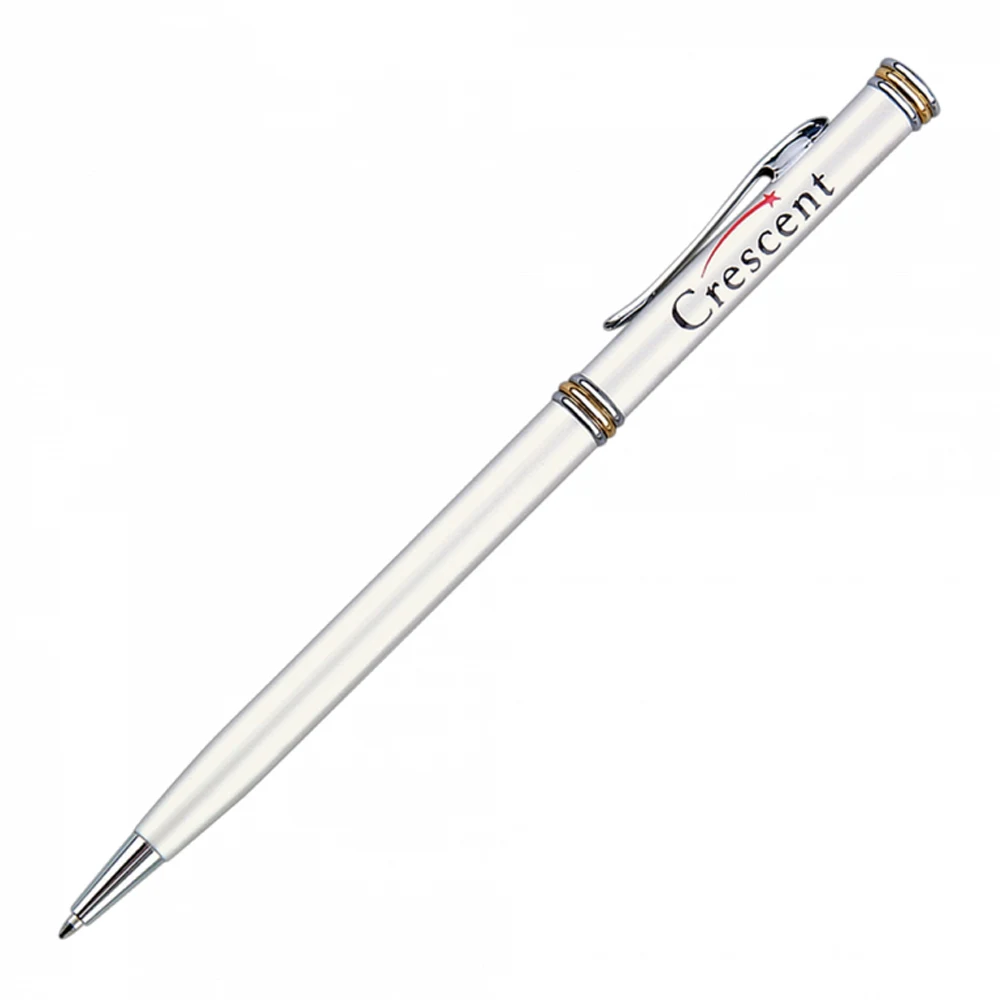 SLIM LINE PEN-SATIN CHROME WITH GOLD ACCENTS 1