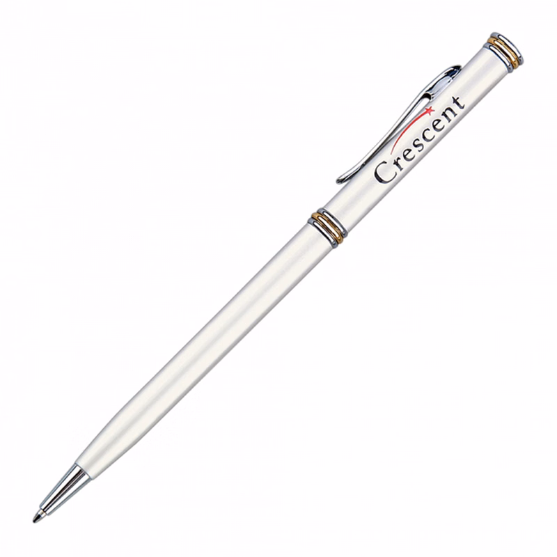 SLIM LINE PEN-SATIN CHROME WITH GOLD ACCENTS