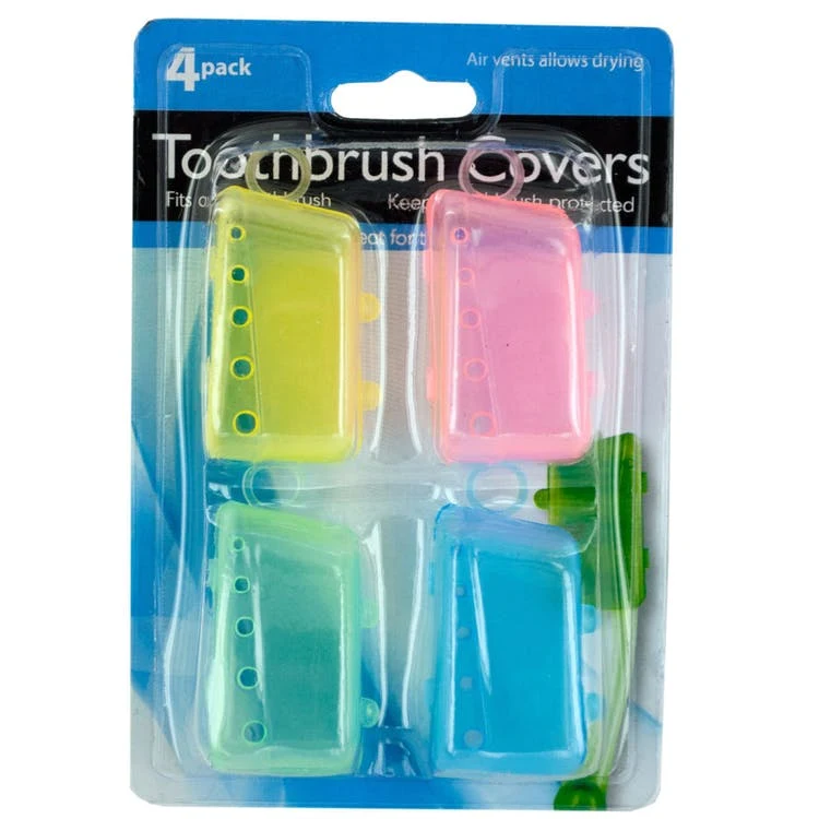 Toothbrush Cover Sets - Assorted Colors 4 Pack 1
