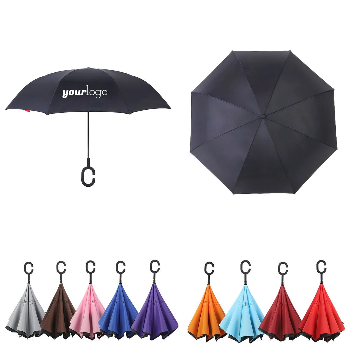 Large Inverted Reverse Windproof Stick Umbrella 1