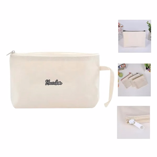 Custom 10 oz Canvas Pencil Bag with Fabric Handle — School & Office Giveaway
