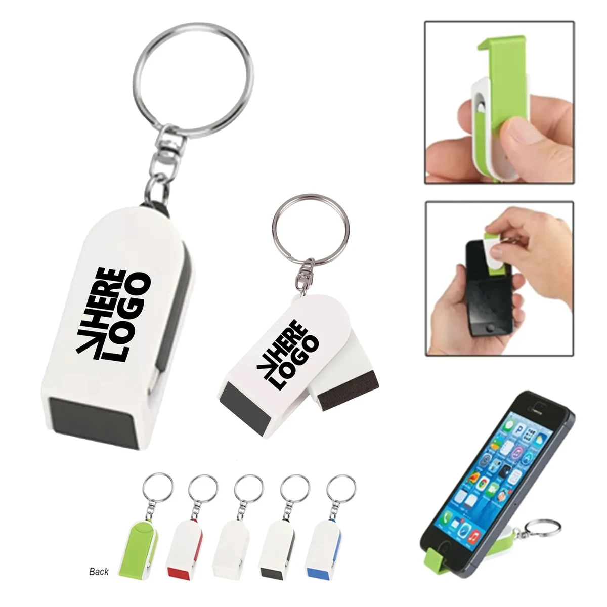 MOQ 20 Phone Stand Screen Cleaner Combo Key Chain 1