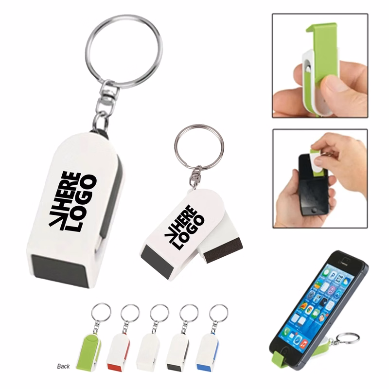 MOQ 20 Phone Stand Screen Cleaner Combo Key Chain