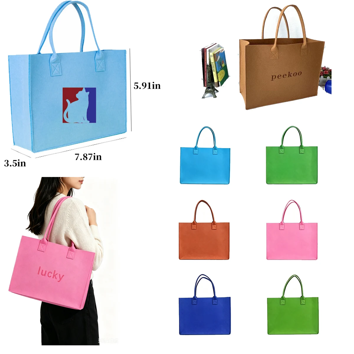 Portable Felt Tote Bag, custom tote bag with logo imprint 1