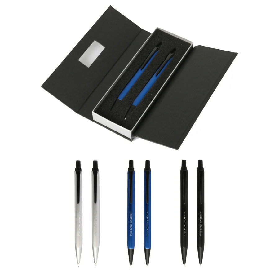 Union Printed - Triangle Metal Barrel Pen & Pencil Set in Box 1