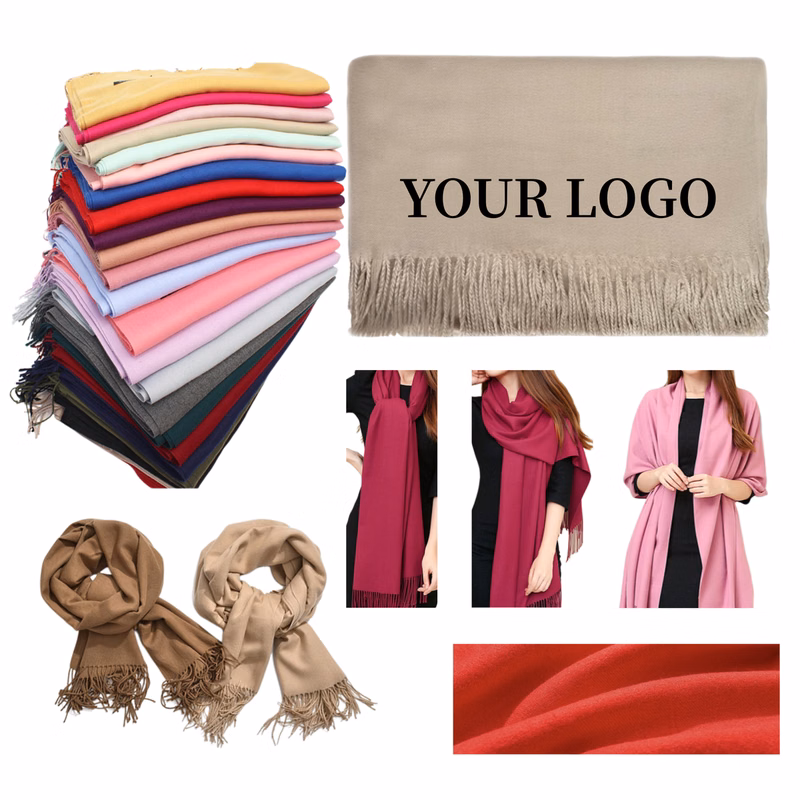 Faux Cashmere Scarf Solid Tassel Women