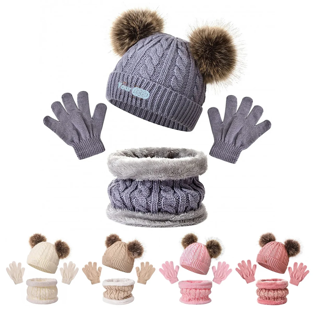 Acrylic Children's Hat, Scarf, Gloves Three Piece Set 1