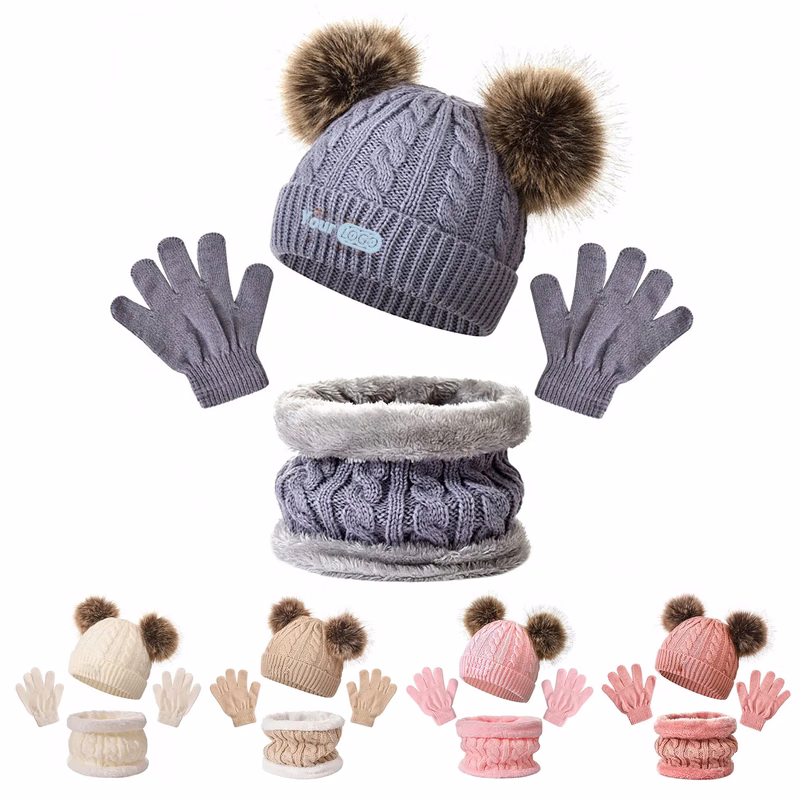 Acrylic Children's Hat, Scarf, Gloves Three Piece Set