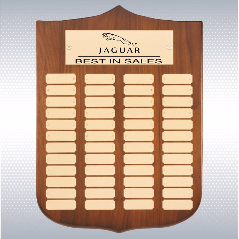 Walnut Perpetual Plaque w/48 Brass Plates