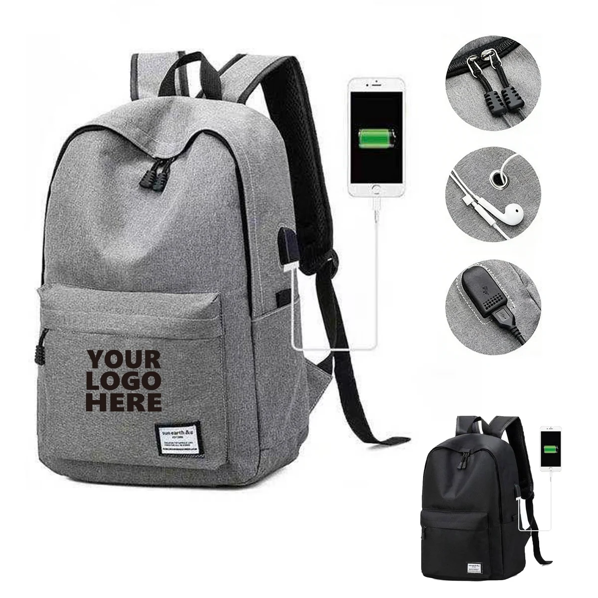 MOQ 10 USB Charging Backpack 1