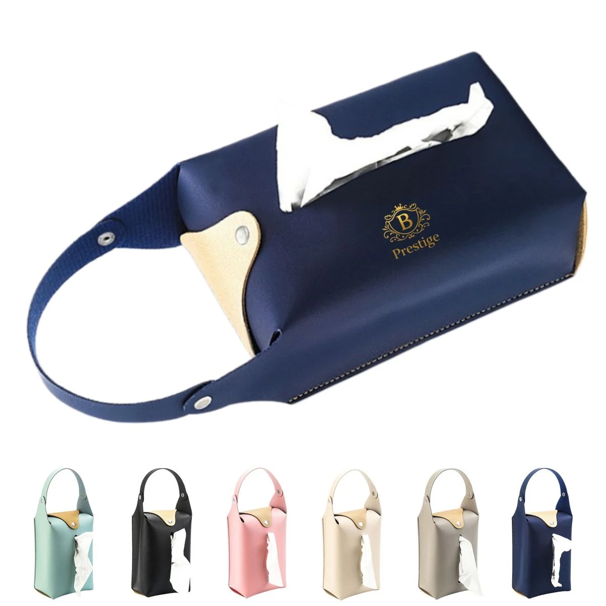 PU Leather Tissue Box Cover with Detachable Handle 1
