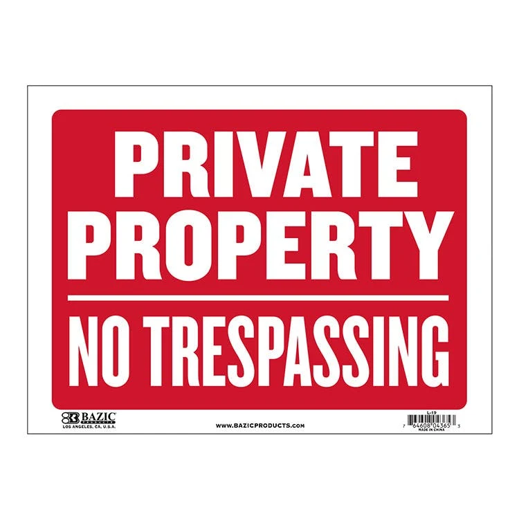 Private Property No Trespassing Signs - Red/White 12" x 16" 1